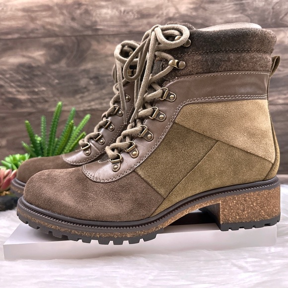 NIB Earth Elements Tessa Lace Up Combat Hiker Boots Leather Mushroom - Picture 6 of 13